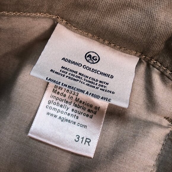 Adriano Goldschmied Pants Men's 34x28 Beige Caden Tailored‎ Trouser Tapered 31R - Picture 13 of 16